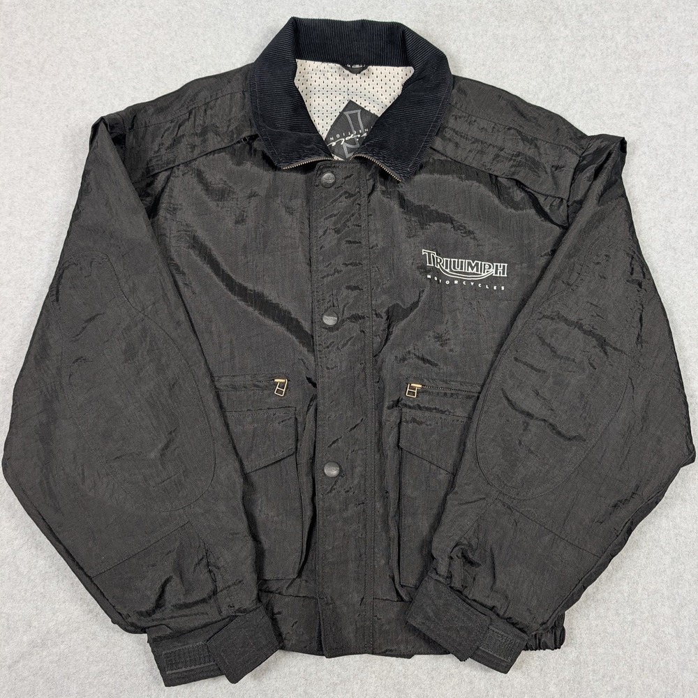 Triumph Motorcycles Convertible Jacket Mens M Black Nylon Zip Off Sleeve Vest